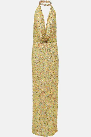 Costarellos Simona sequined halterneck gown