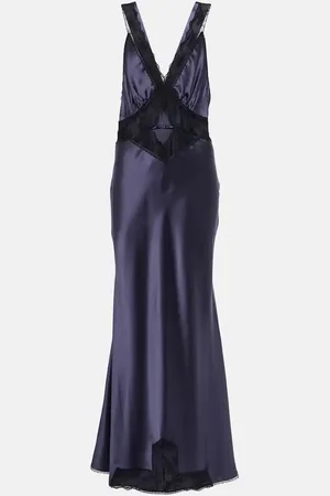SIR Aries lace-trimmed silk satin gown