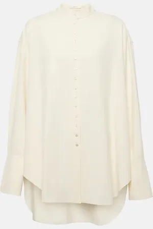 The Row Grandad oversized silk shirt