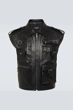 Dolce & Gabbana Pocket-detail sleeveless leather jacket