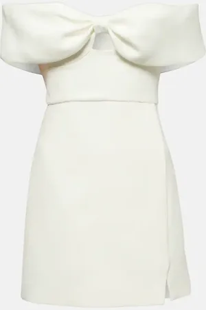 Self-Portrait Bow-detail off-shoulder crÃªpe minidress