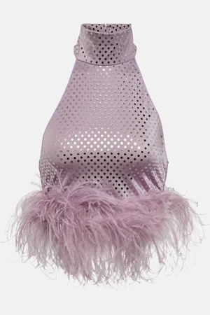 Oseree OsÃ©ree Disco Plumage feather-trimmed top