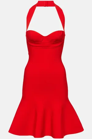 Alaïa AlaÃ¯a Ribbed-knit halterneck minidress