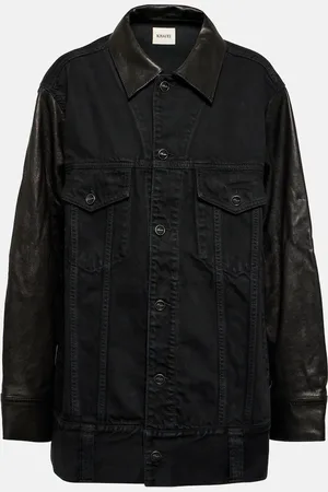 Khaite Grizzo leather-trimmed denim jacket