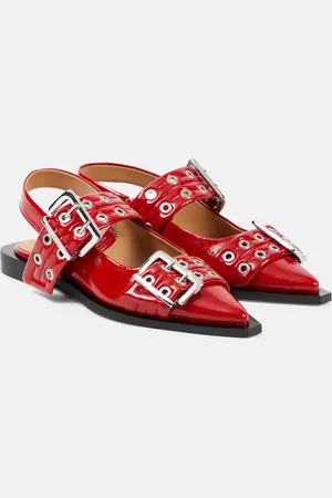 Ganni Faux leather slingback flats