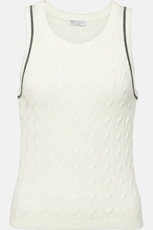 Brunello Cucinelli Cable-knit cotton top