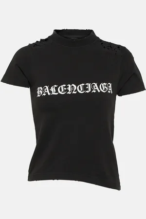 Balenciaga Gothic Type Shrunk cotton-blend T-shirt