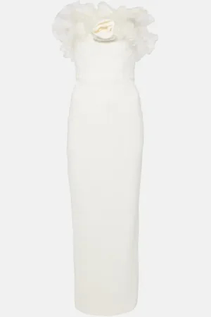 Alessandra Rich Organza-trimmed cady bustier gown