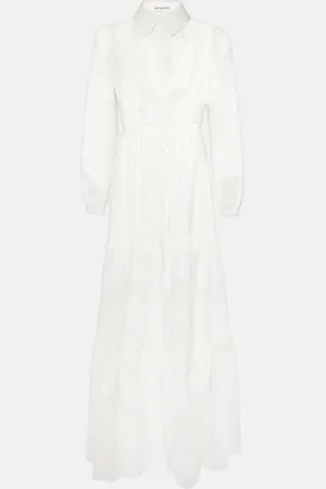 Self-Portrait Lace-trimmed cotton maxi dress