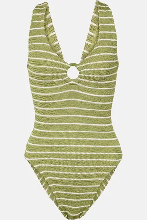 Hunza G Celine striped ring-detail swimsuit