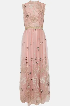 Costarellos Embroidered tulle gown