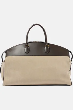 The Row George XL leather-trimmed denim duffel bag