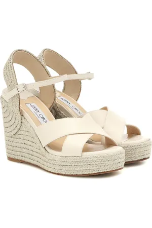 Jimmy Choo Dellena 100 leather-trimmed espadrilles