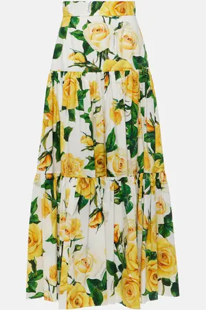 Dolce & Gabbana Floral tiered cotton maxi skirt