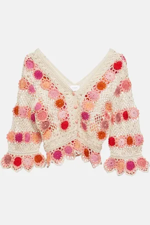 ANNA KOSTUROVA Bouquet floral cotton crochet top