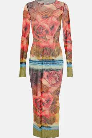 Jean Paul Gaultier Floral semi-sheer midi dress