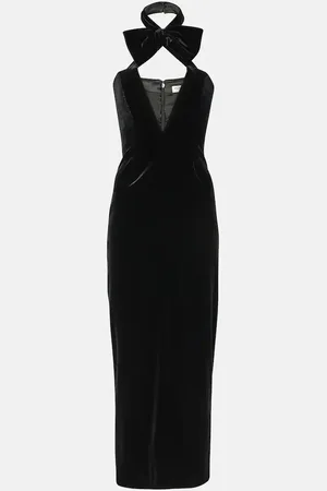 Alessandra Rich Bow-detail velvet midi dress