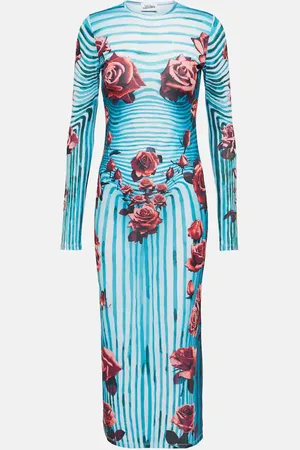 Jean Paul Gaultier Floral jersey midi dress
