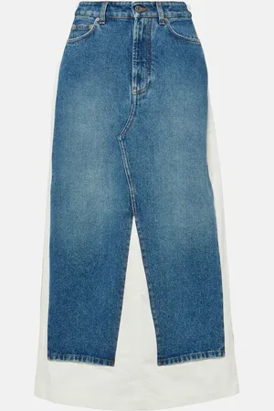 Jean Paul Gaultier Denim and cotton maxi skirt