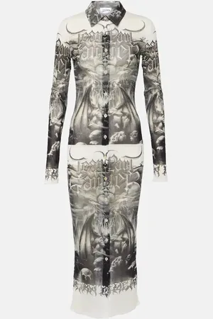 Jean Paul Gaultier Printed mesh shirt dress