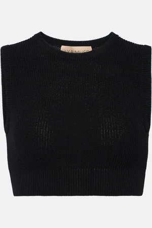 AYA MUSE Ribbed-knit cotton-blend crop top