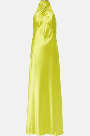 GALVAN Portico halterneck satin gown
