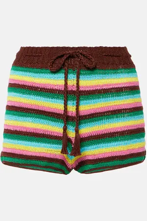 ANNA KOSTUROVA Striped crochet cotton shorts