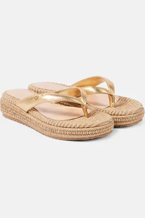 Gianvito Rossi Woven metallic leather thong sandals