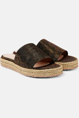 Gianvito Rossi Leopard-print platform espadrille slides