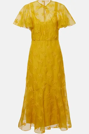 Erdem Embroidered silk organza midi dress