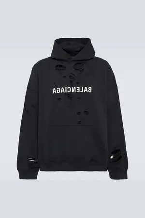 Balenciaga Destroyed logo cotton jersey hoodie