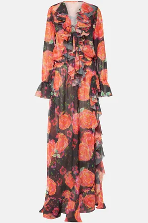 Bananhot Bellen ruffled floral maxi dress