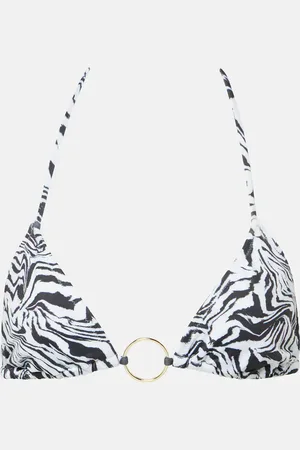 Bananhot Ring-detail zebra-print bikini top