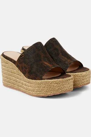 Gianvito Rossi Leopard-print espadrille wedge mules