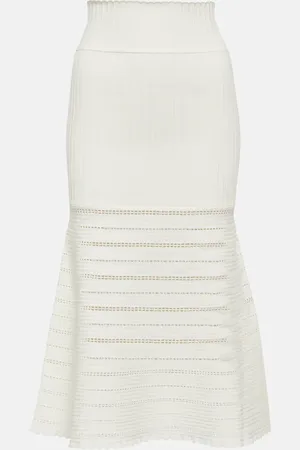 Victoria Beckham High-rise scalloped midi skirt