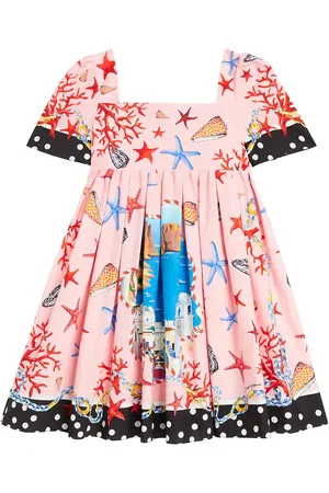 Dolce & Gabbana Capri printed pleated cotton poplin dress