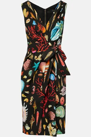 Dolce & Gabbana Capri printed tie-detail cotton midi dress