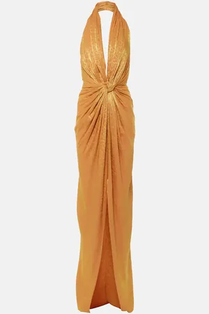 Costarellos Joa gathered halterneck gown