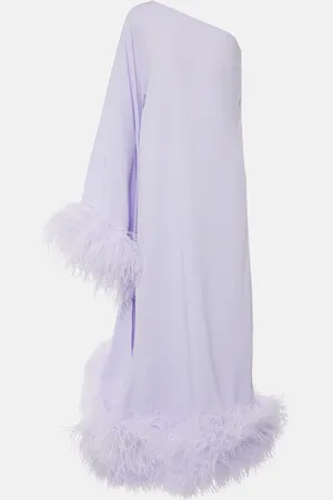 ‎Taller Marmo‎ Balear feather-trimmed one-shoulder crÃªpe gown