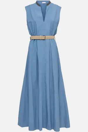 Brunello Cucinelli Embellished cotton poplin maxi dress