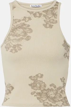 Acne Studios Printed ribbed-knit cotton-blend tank top