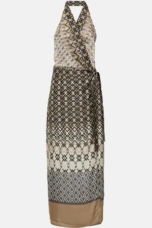 Brunello Cucinelli Printed halterneck silk maxi dress