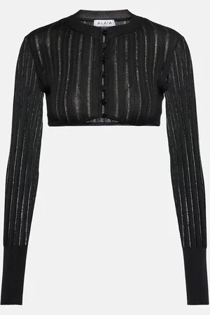 Alaïa AlaÃ¯a Ribbed-knit cropped cardigan