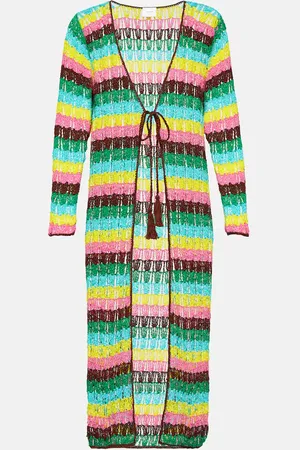 ANNA KOSTUROVA Striped crochet cotton beach cover-up