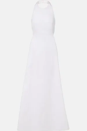 Adriana Degreas Halterneck cotton-blend maxi dress