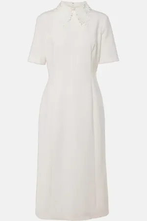Oscar de la Renta Lace-trimmed wool-blend midi dress