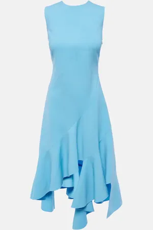 Oscar de la Renta Asymmetrical wool-blend midi dress