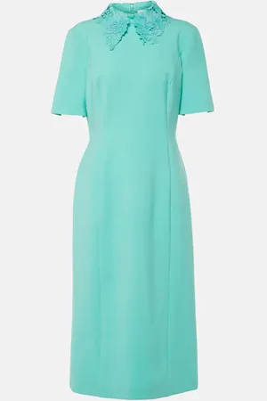 Oscar de la Renta Lace-trimmed wool-blend midi dress