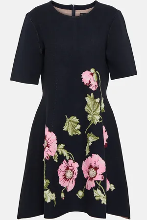 Oscar de la Renta Poppy floral jacquard minidress