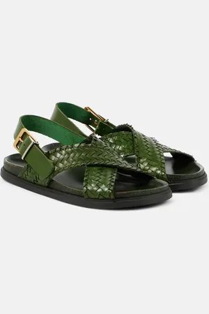 The Row Buckle woven leather slingback sandals